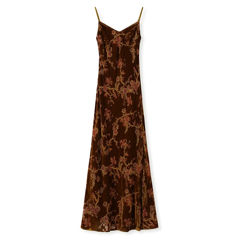 Yailla Versatile New Chinese Retro Rich and Noble Temperament Light Luxury Mink Fur Lined Embroidered Beaded Top and Jacket Set + V-Neck Jacquard Slip Dress Women'S Set Niche Design Tang Coat Suit - Image 1